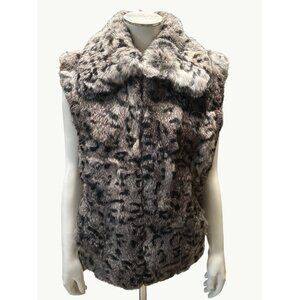 Genuine Rabbit Fur Vest W Polysatin Lining Size S Zipper Front